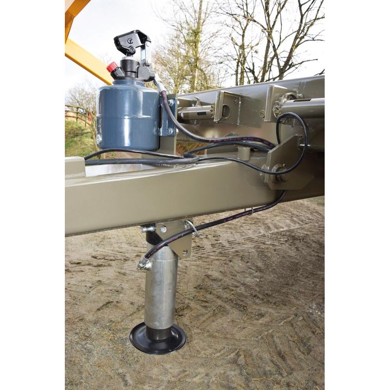 Béquille hydraulique compas avec pompe manuelle pour remorque agricole - Cosnet Agricole